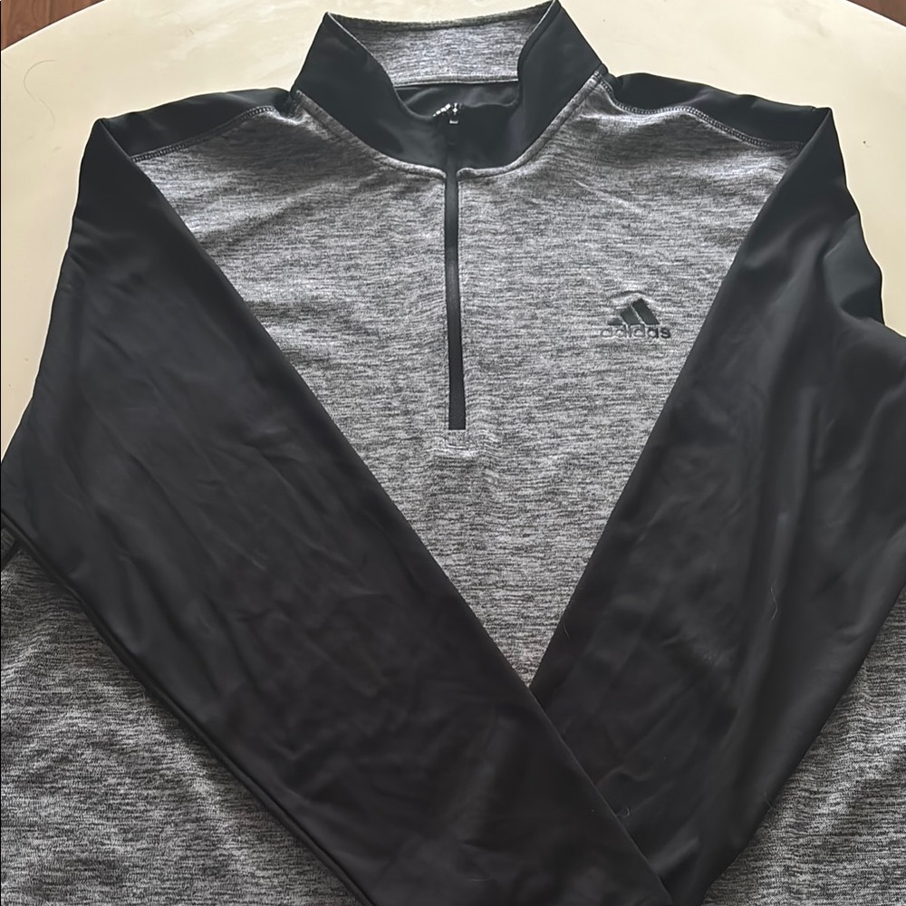 Adidas Gray and Black Quarter-Zip Pullover